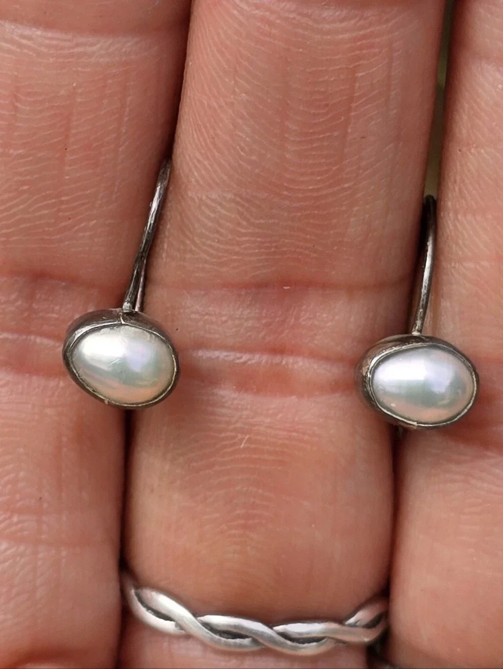 Super cute baroque nugget pearls set in sterling silver earrings